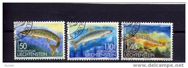 Liechtenstein 1989 Yvertnr. 905-07 (°) Used Cote 6,50 Euro Poissons Vissen - Oblitérés