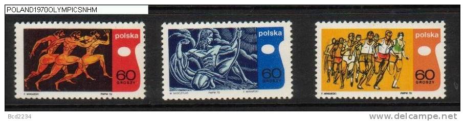 POLAND 1970 10TH MEETING OF INTERNATIONAL OLYMPIC COMMITTEE SET OF 3 + MS NHM - Sports Athletics Horses - Ongebruikt