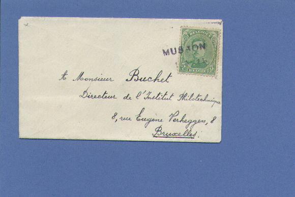 137 Op Klein Briefje Met Naamstempel (violet)  MUSSON  1 1 19 (noodstempel) - 1915-1920 Albert I