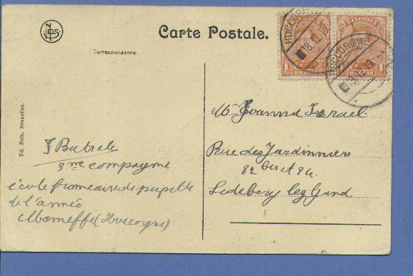 135(2) Op Postkaart Met Duitse Brugstempel HUCCORGNE (noodstempel) - 1915-1920 Alberto I