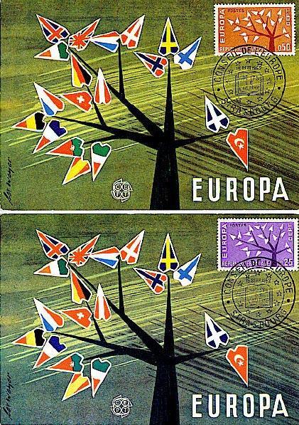 2 Cartes Maximum Europa France 1962 - 1962