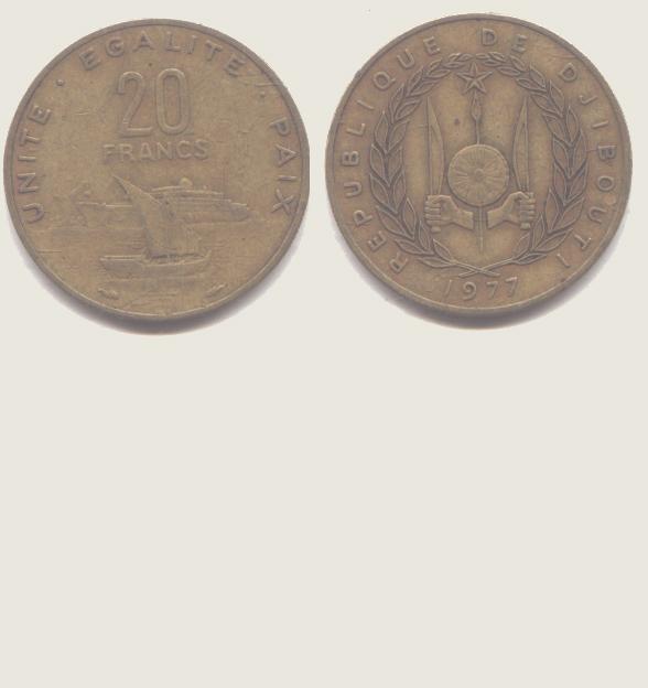 REPUBLIQUE DE DJIBOUTI 20 FRS 1977 - Andere & Zonder Classificatie