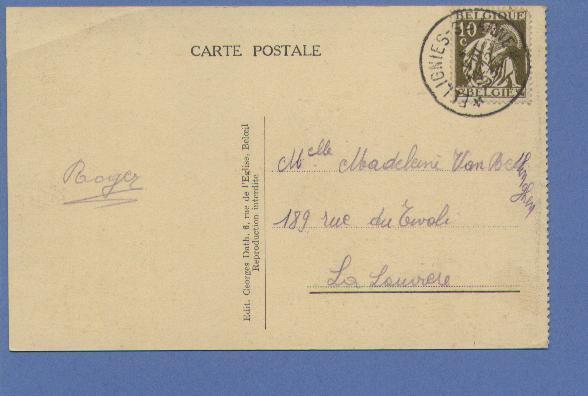 337 Op Postkaart Met Sterstempel * ELLIGNIES-STE-ANNE * - 1932 Ceres Und Mercure