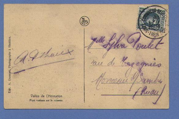 193 Op Postkaart Met Stempel CONNVOYEUR-BEGELEIDER / TRAIN-TREIN 1208 Op 30/07/1927 - 1922-1927 Houyoux