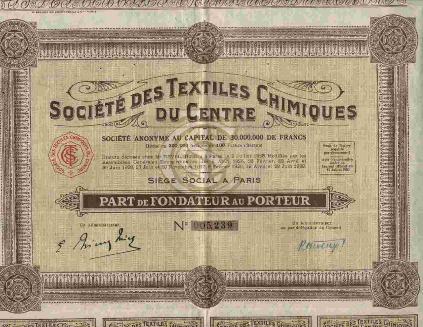 SOCIETE DES TEXTILES CHIMIQUES DU CENTRE - Other & Unclassified