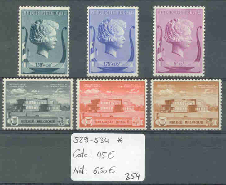 BELGIQUE  COB No 532-537 *  Cote : 15.50 € - Neufs