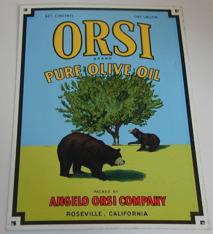 Publicité Tôle "HUILE OLIVE ORSI" - Placas En Aluminio (desde 1961)