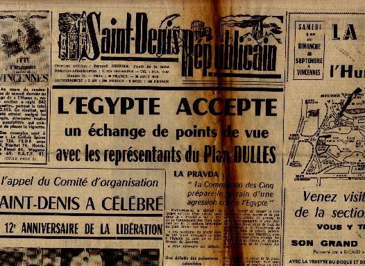 SAINT DENIS REPUBLICAIN 30/08/1956 POLITIQUE - Politics