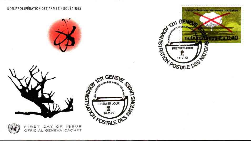 Nations Unies Genève 1972 Fdc Non-prolifération Des Armes Nucléaires - Autres & Non Classés