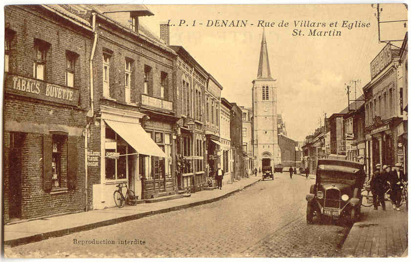 F315 - DENAIN - Rue De Villars Et église St Martin - Denain