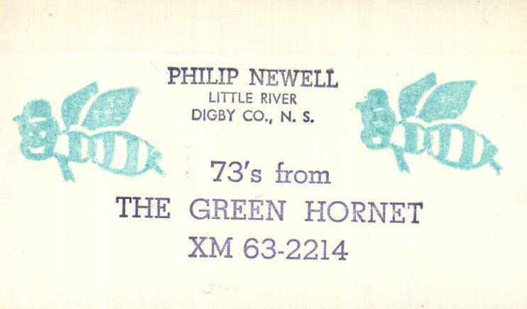 Carte QSL De Little River, N.S., Canada Avec 2 Abeilles (bees) - De Philip Newell XM 63-2214 - CB