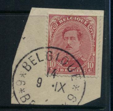 138 Op Fragment Met Stempel BELGIQUE / BELGIE 6  (noodstempel) - 1915-1920 Alberto I