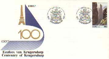 RSA 1987 Enveloppe Krugersdorp 100 Years Mint # 1524 - Storia Postale