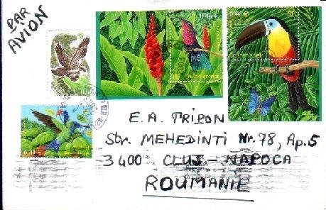 France 2003 Mailed Cover With Birds. - Papegaaien, Parkieten