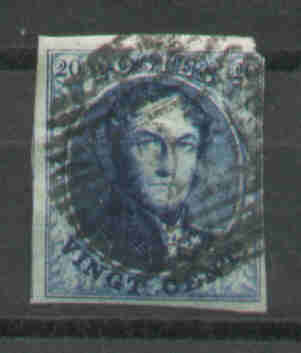 N° 4 Papier Moyen P 123 VERVIERS Cote 70 - 4 Marges  Petit Pli **TB** - 1849-1850 Medallones (3/5)