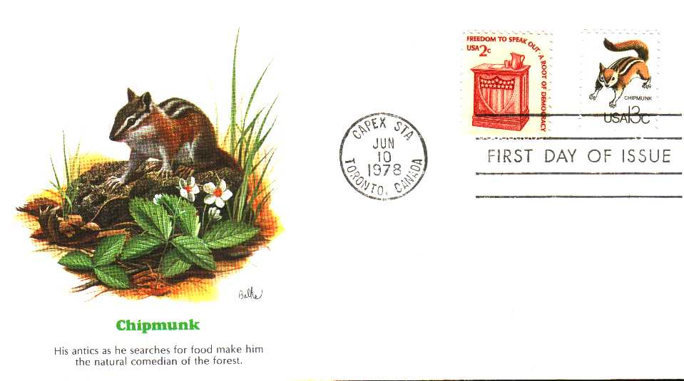 Usa 1978 Fdc Chipmunk " The Natural Comedian Of The Forest " - Roedores