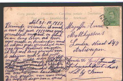 137 Op Postkaart Met Naamstempel NIEL (noodstempel) - 1915-1920 Albert I