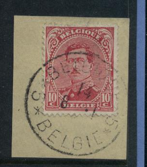 138 Op Fragment Met Stempel BELGIQUE  / BELGIE 5   (noodstempel) - 1915-1920 Albert I