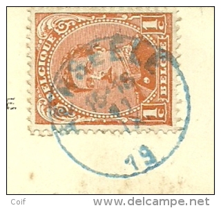 135 Op Postkaart Met BLAUWE!  Cirkelstempel (23mm) Van AERSEELE (19 Links)  (noodstempel) - 1915-1920 Albert I