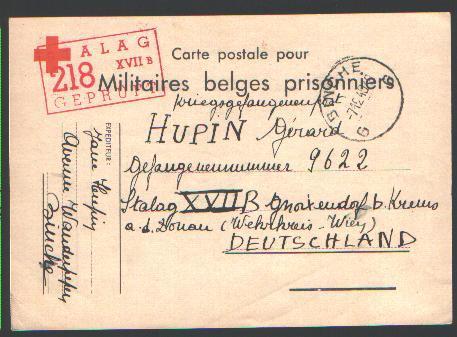 Carte Postale "Belges Prisonniers" CROIX ROUGE  + GEPRUFT , Cirkelstempel BINCHE Op7/12/1940 - Guerre 40-45 (Lettres & Documents)