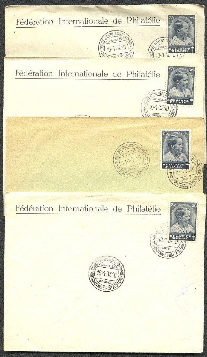 BELGIUM 4 COVERS Journée Du Timbre 1937 - Sin Clasificación