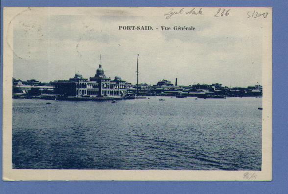 286 Sur Carte(PORT-SAID) Avec Cachet PAQUEBOT  MARSEILLE A REUNION N°1  Le 12/10/1937 - Maritime Post