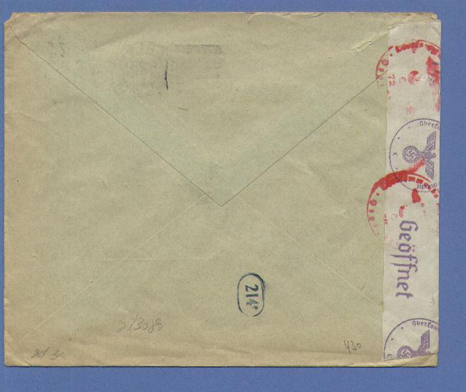 430 Op Brief Met Vlagstempel CHARLEROI 1 Op 22/03/1943 Naar France + Censuurstrook "Geoffnet" - 1936-51 Poortman