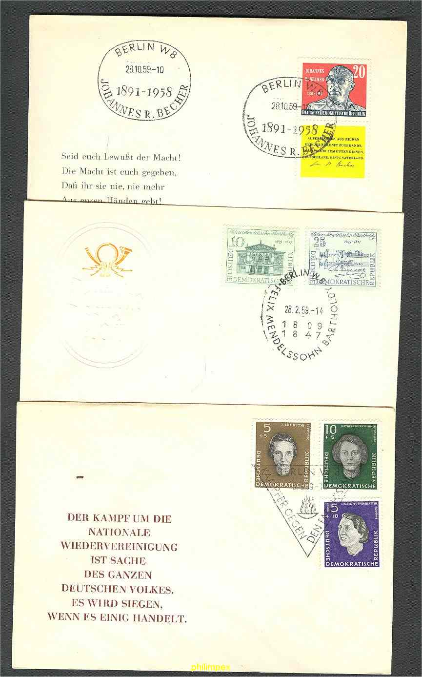 DDR, 7 Different FDCs 1955-59 - Perfect Condition! - Lettres & Documents