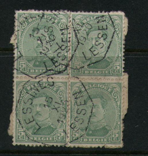 137(x4) Op Fragment Met Telegraafstempel  LESSINES / LESSEN - 1915-1920 Albert I