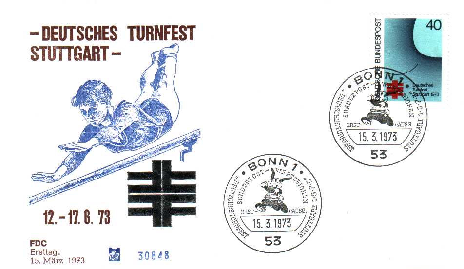 Allemagne 1973  Fdc Gymnastique à Stuttgart - Gymnastique