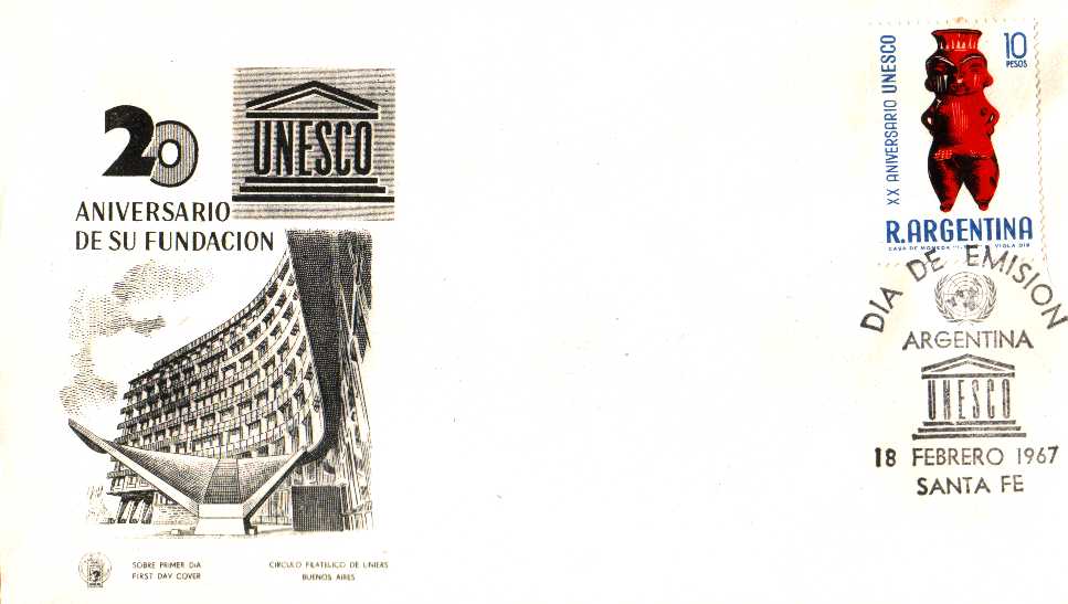 Argentine 1967  Fdc Unesco Scupture - UNESCO