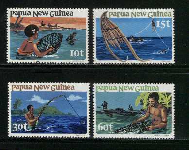 PAPUA NEW GUINEA 1981 MNH Stamps Fishing 418-421 # 2249 - Fishes