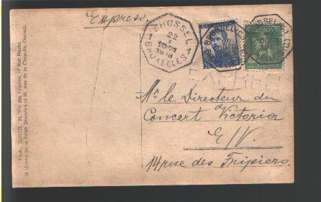 108+125 Op Postkaart EXPRES, Telegraafstempel BRUSSEL (C.) Op 22/10/1913, Aankomst Telegraafstempel BRUSSEL 1 - 1912 Pellens