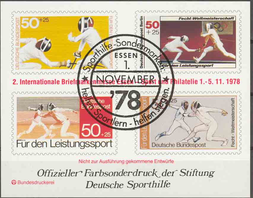 Projet De Timbres Allemand 1978. Escrime, Fencing. Tampon Premier Jour. - Scherma