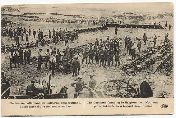 Mouland - Moelingen - Un Bivouac Allemand En Belgique, Près Mouland. Photo Prise D'une Maison Incendiée - Fourons - Voeren