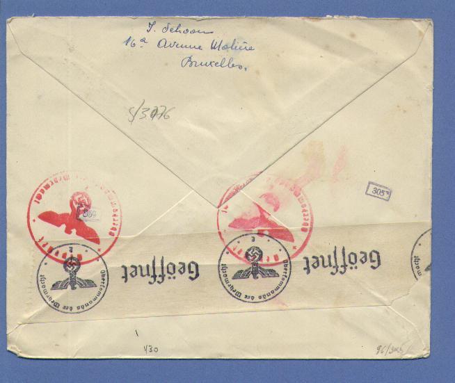 430 Op Brief Naar Suisse Met Censuurstrooke Op Keerzijde - 1936-1951 Poortman