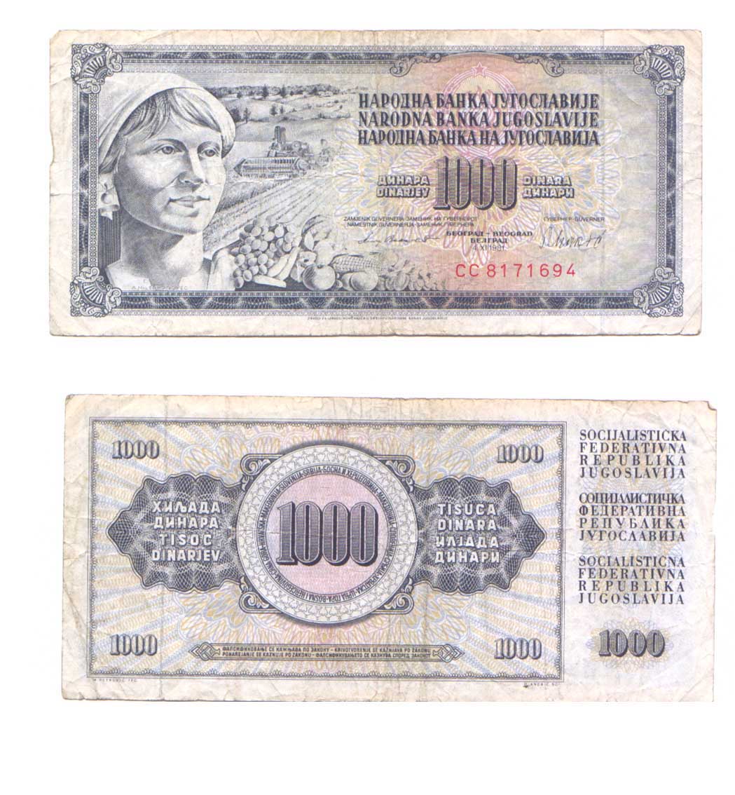 1 000 DINARA 4 XI 1981 - Yugoslavia