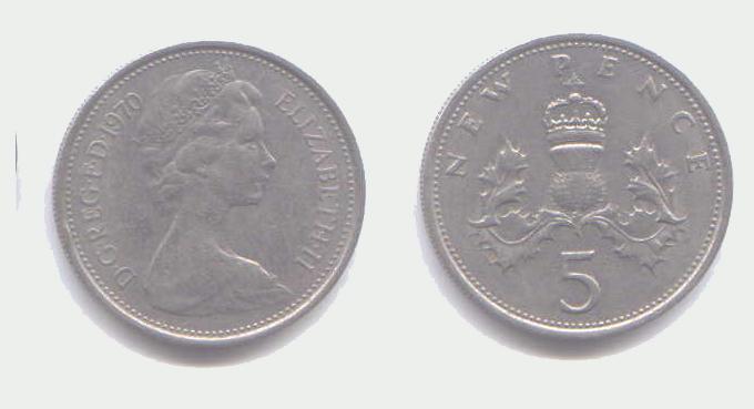 5 NEW PENCE 1970 - Autres & Non Classés