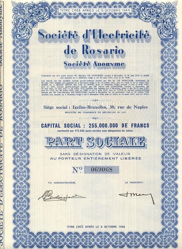 Société D' Electricité De Rosario - Elektrizität & Gas