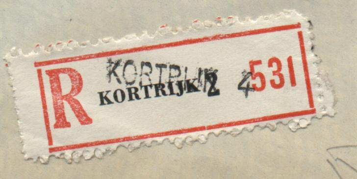 724T Op Aangetekende Brief, Cirkelstempel KORTRIJK 4 Op 19/6/48 , Met Fortune-strookje, KORTRIJK 4 Over 2 Aangebracht - 1946 -10%