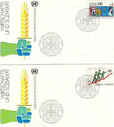 VN Wien 1980, 2 FDC's Met Resp. Michel 14 En 15, 1 Zegel Per Enveloppe - Other & Unclassified