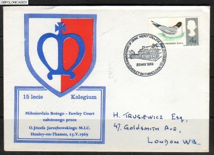 GB POLONICA 1969 15TH ANNIVERSARY OF FAWLEY COURT HENLEY SCHOOL COVER Poland Polska Pologne Polen - Cartas & Documentos