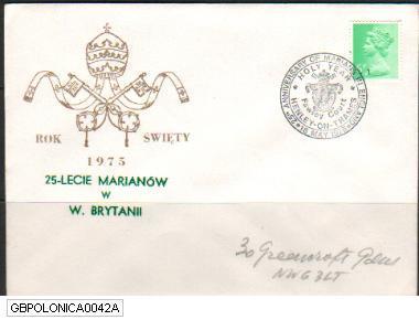 GB POLONICA 1975 25TH ANNIV OF MARIAN FATHERS ENGLAND HOLY YEAR Religion Fawley Court Henley Poland Polska Pologne Polen - Covers & Documents