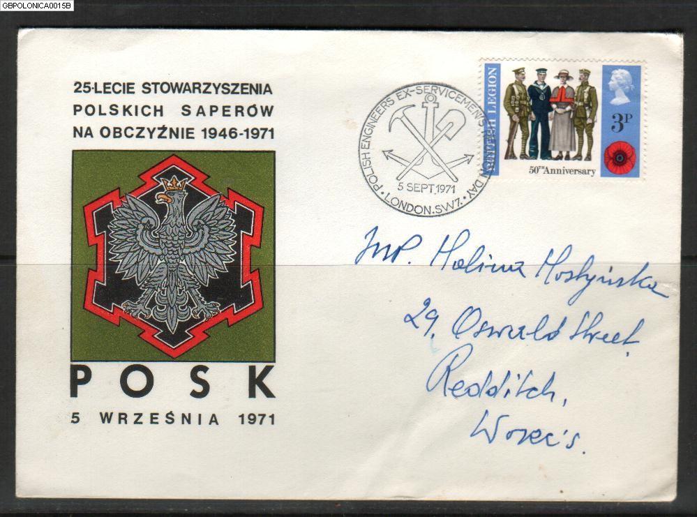 GB POLONICA 1971 POLISH ENGINEERS EX-SERVICEMEN'S REUNION WW2 World War 2 Army Navy Anchor Poland Polska Pologne Polen - Covers & Documents