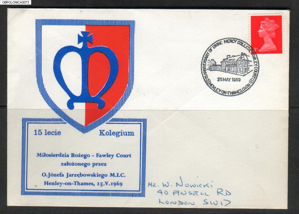 GB POLONICA 1969 15TH ANNIVERSARY OF FAWLEY COURT HENLEY SCHOOL COVER Poland Polska Pologne Polen - Lettres & Documents