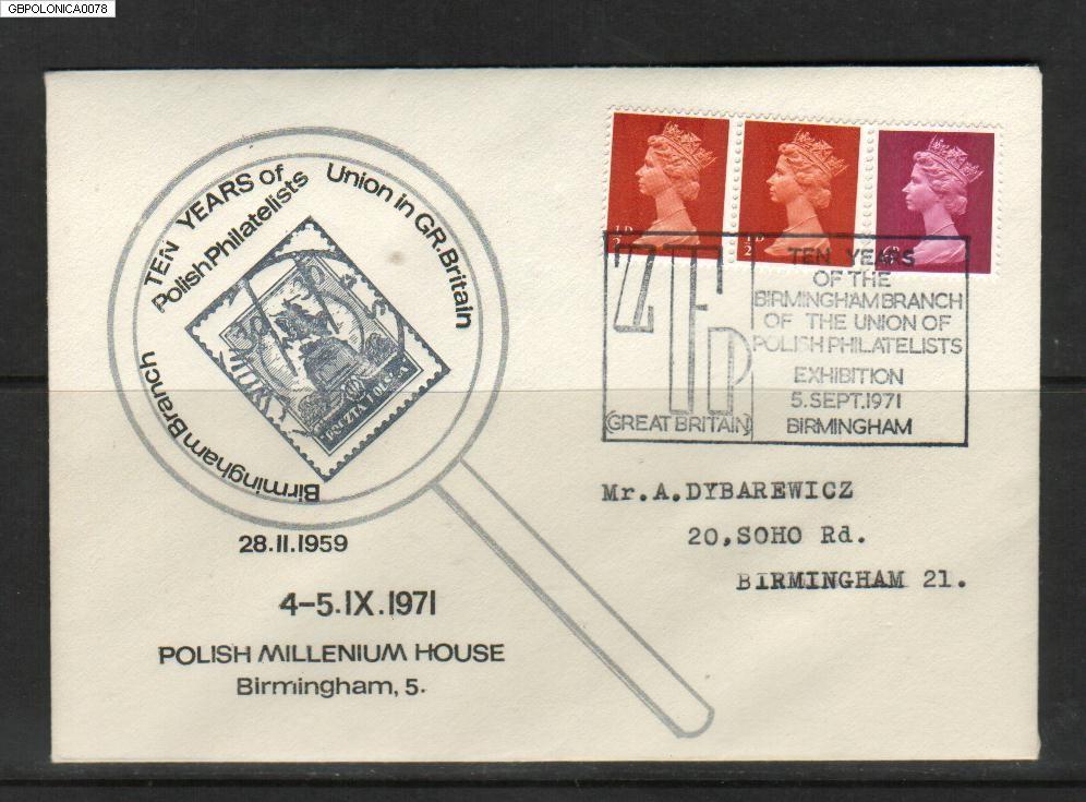 GB POLONICA 1971 10 YEARS POLISH PHILATELISTS BIRMINGHAM EXHIBITION ZFP PHILATELIC SOCIETY Poland Polska Polen Pologne - Lettres & Documents