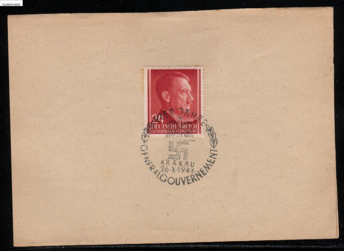 POLAND GEN GOVT HITLER 24 GR CANCELLED WITH VIER JAHR GENERALGOUVERNMENT CANCEL (FISCHER CANCEL 30) - Gouvernement Général