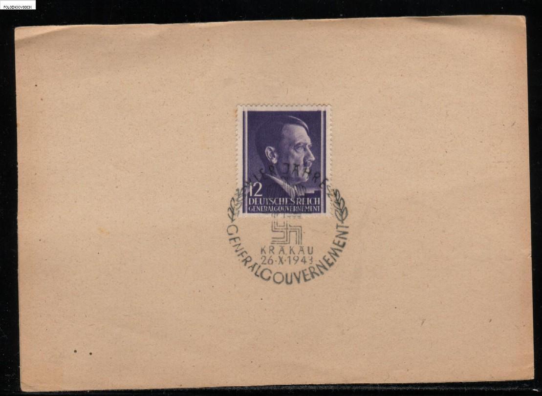 POLAND GEN GOVT HITLER 12 GR CANCELLED WITH VIER JAHR GENERALGOUVERNMENT CANCEL (FISCHER CANCEL 30) - Generalregierung