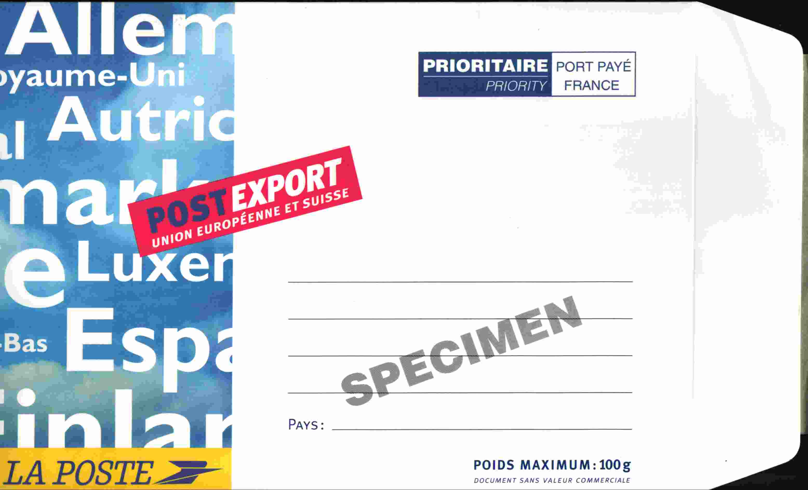 Prêt à Poster Postexport Europe Spécimen - Prêts-à-poster:  Autres (1995-...)