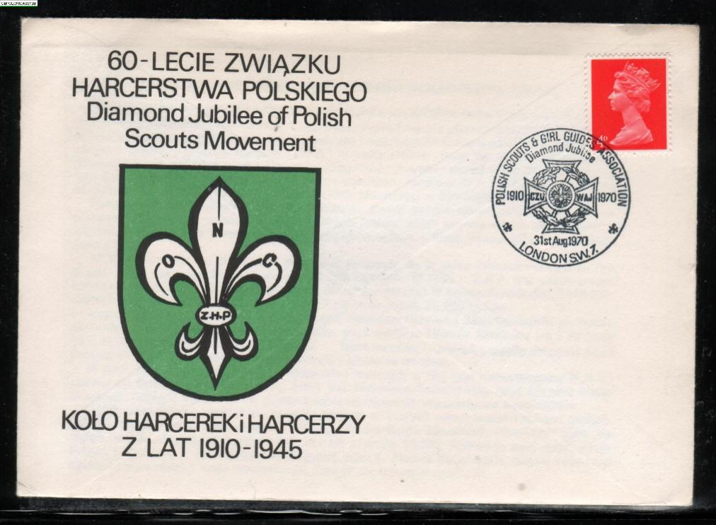 GB POLONICA 1970 60TH ANNIVERSARY POLISH SCOUTING MOVEMENT SCOUTS COVER Girl Guides Poland Polska Pologne Polen CZUWAJ - Covers & Documents